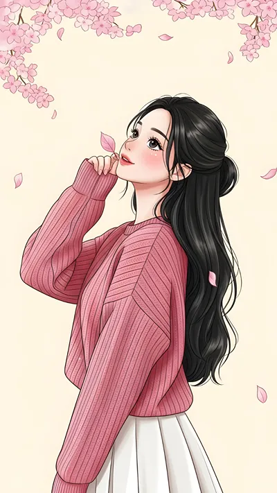 A Girl who is missing someone and enjoying the beautiful cherry blossoms🌸🌸