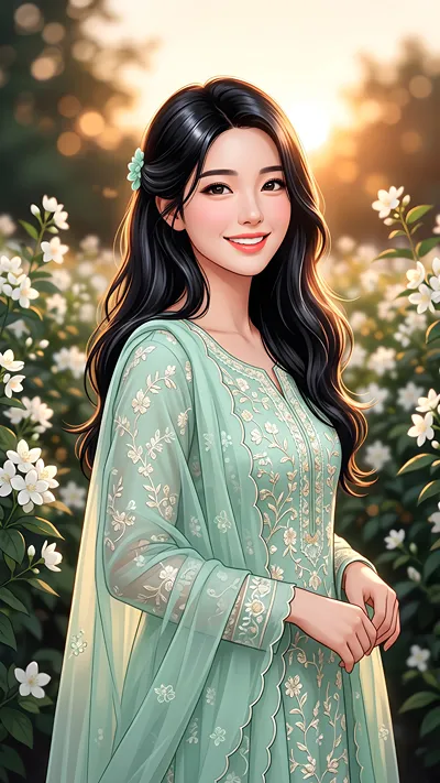 Ethereal Anime Beauty in Bloom Dreamy Floral Aesthetic Wallpaper