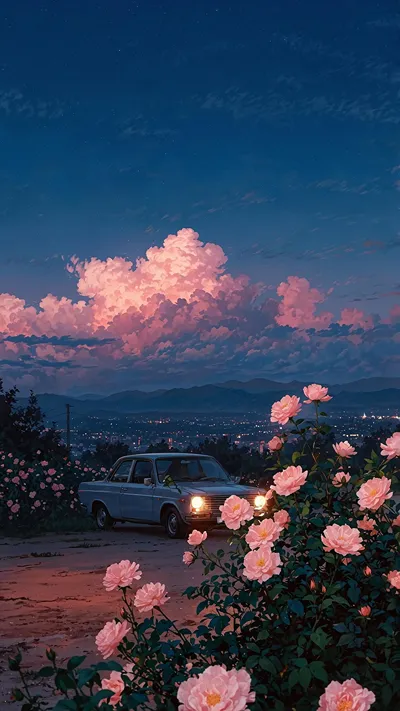 Soft Lights Beneath Blushing Skies 🌸🌙 4k Wallpapers