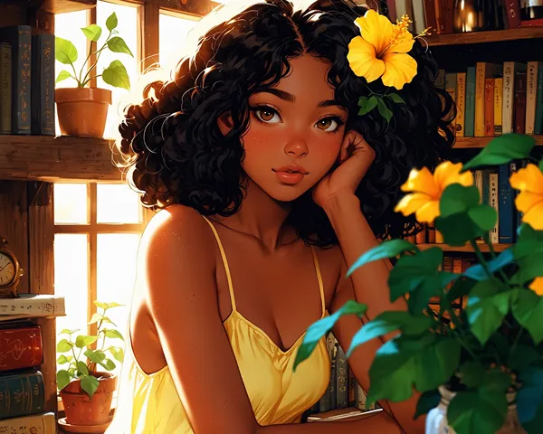 Yellow flower girl wallpaper