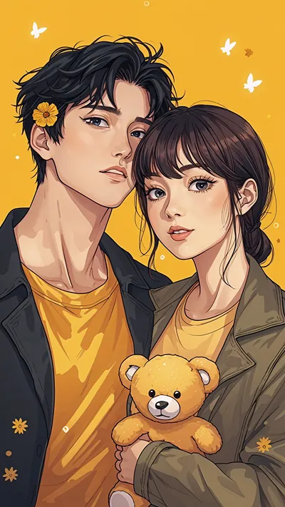  Send This to Your Love Romantic Couple Illustration 4K Phone Wallpaper