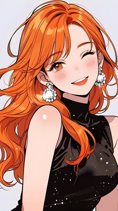 Orange hairs anime girl-chill anime girl