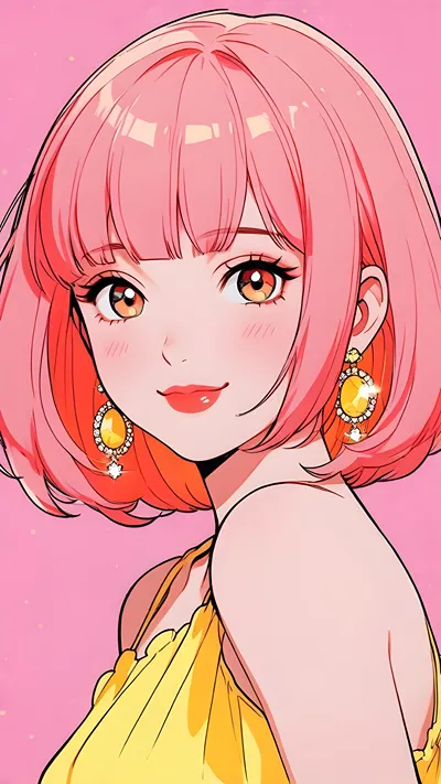 Cute pink hair anime girl