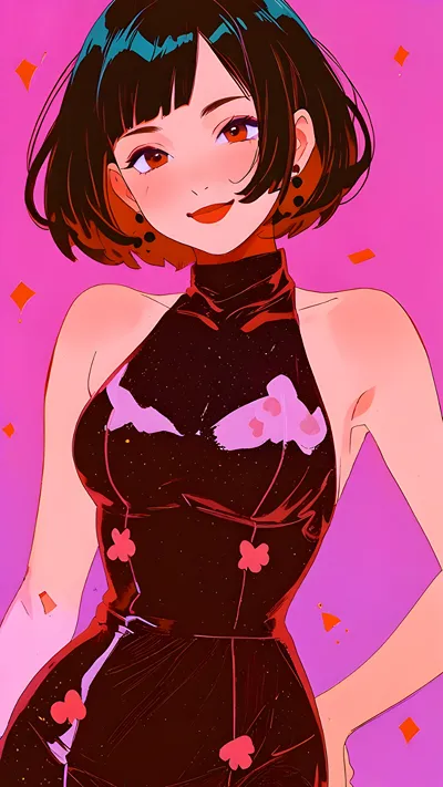 Floral retro anime girl