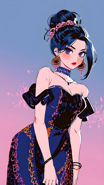 Floral pattern anime girl