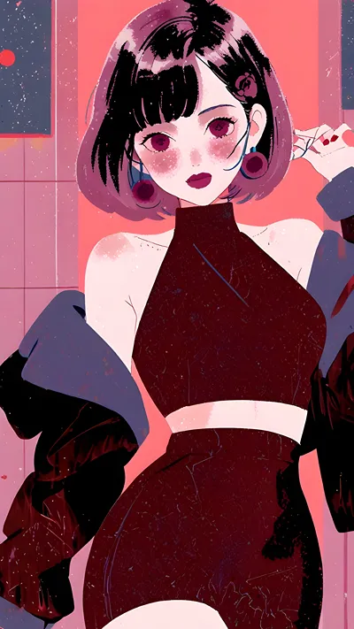 Gorgeous rose anime girl