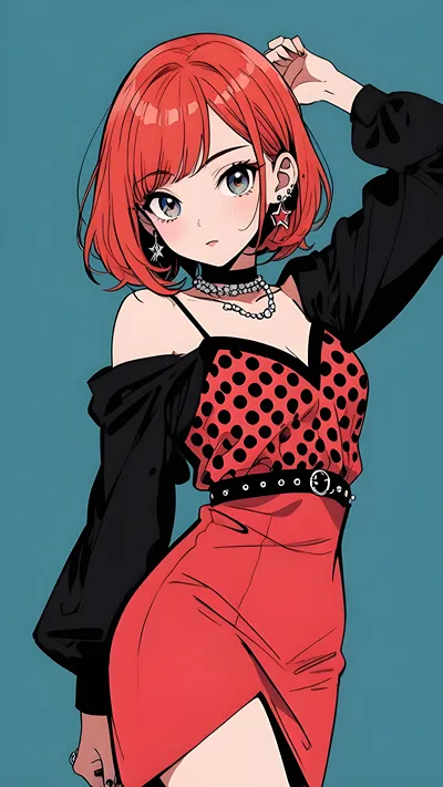 Cute red bug anime girl 