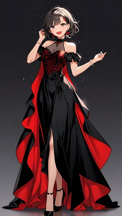 Gorgeous anime girl in red