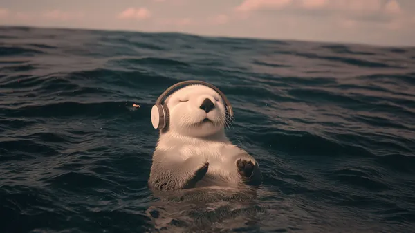 Cute rakoon dog weared headphone 4k wallpaper 