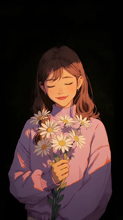 Dreamy Daisy Girl Wallpaper
