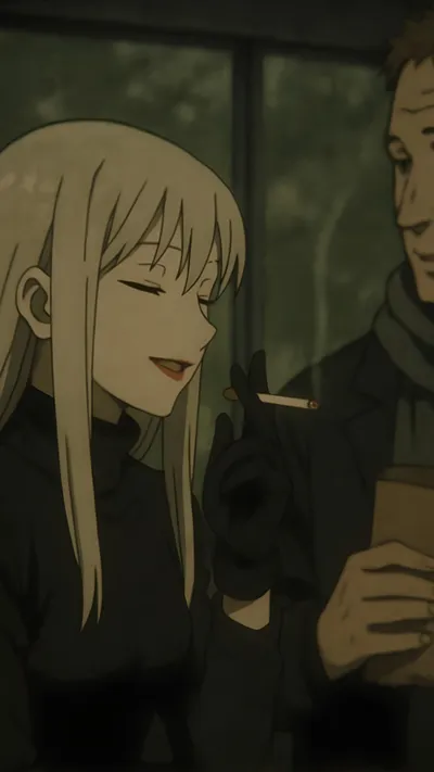 Attractive girl smoking anime