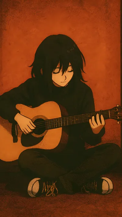 Anime girl with guitar