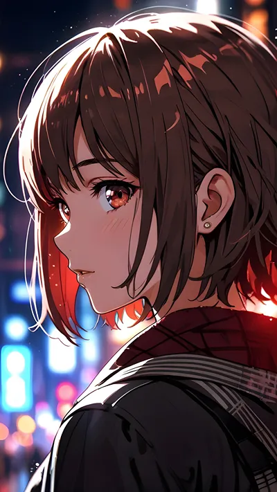 Beautiful maroon hair anime girl