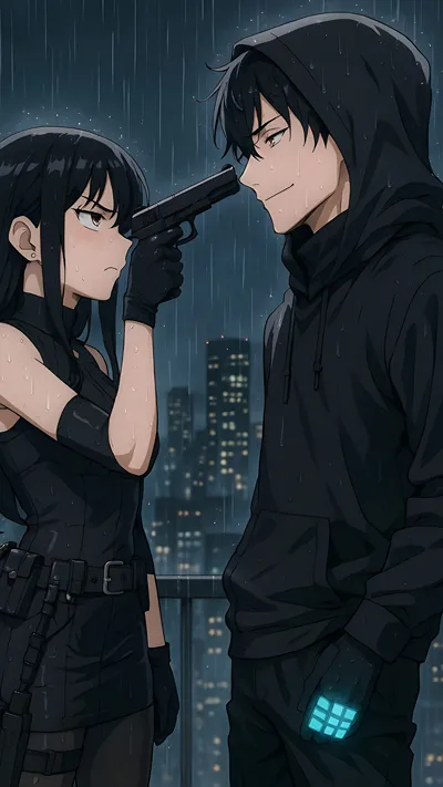 Enemies, assassin girl and hacker boy anime