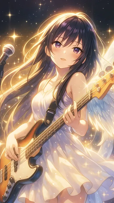 Fairy girl playing a guitar anime