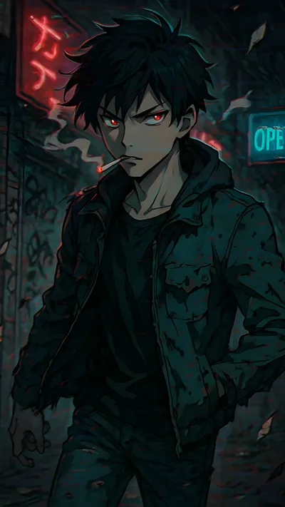 Anime gangster boy in the alley AI