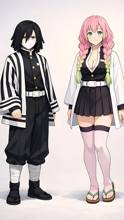 Anime swap clothes challenge of obanai and mitsuri