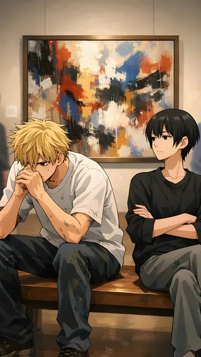 Yatora yaguchi and Yotasuke takahashi is sitting in the art gallary Ai