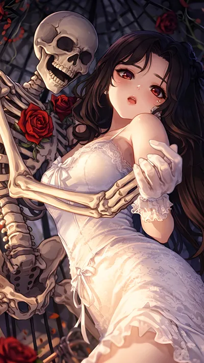 Bride and Skeleton Anime art 