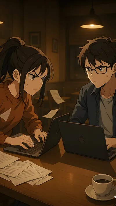 Anime Ai night shift work 