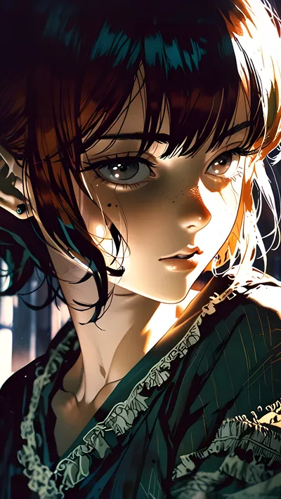 Anime girl with Freckled eyes girls anime ai