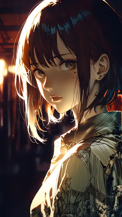 Anime girl with Freckled eyes shadow anime ai