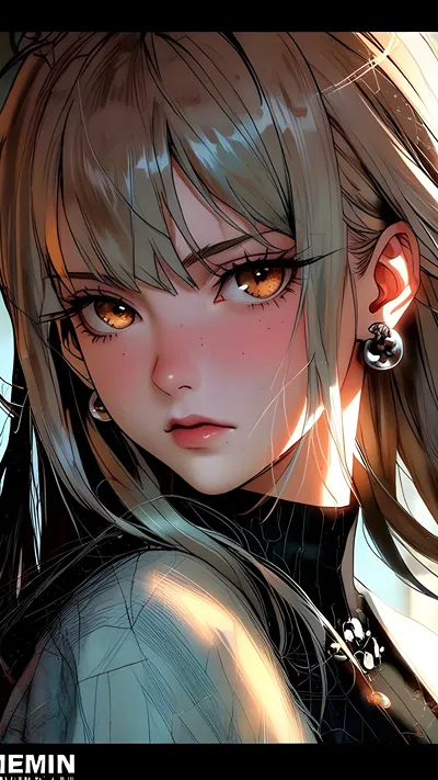 Intense amber eyes anime ai