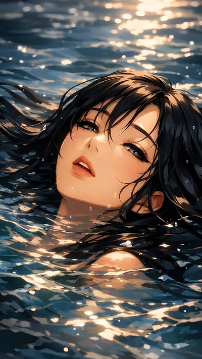 Anime girl Floating in Water Ai 