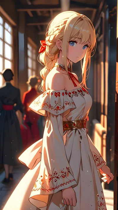 Girl  Golden Hour in Russian Dress