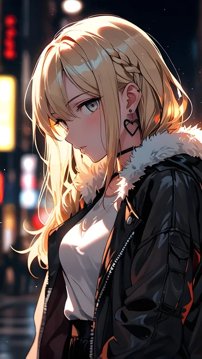 Animeg wearing black lather coat AI