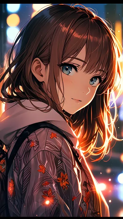 Beautiful anime girl in sunsets AI