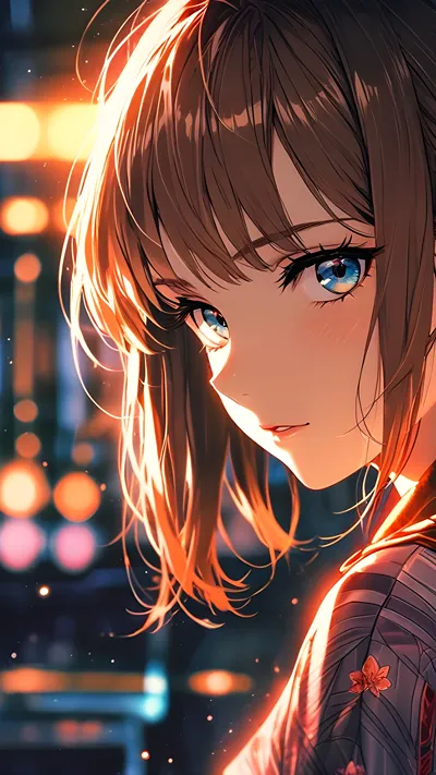 Beautiful anime girl in sunset AI