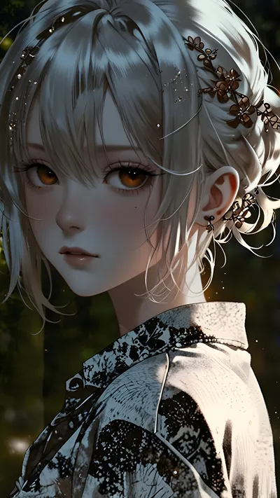 Silver theme princess anime girl ai