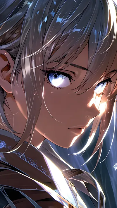 Anime beautiful girl with ssilver eyes ai