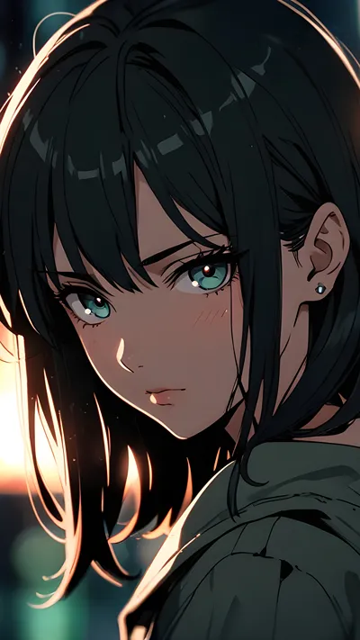 Anime beautiful girl with attractive eyes ai