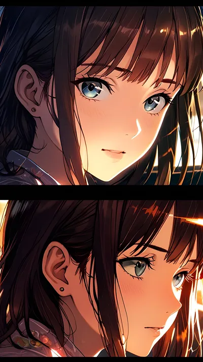 Anime girl  scene in panels ai