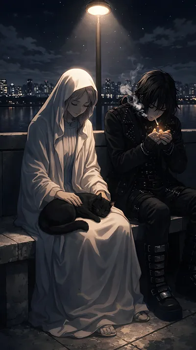 Pure heart and dark heart soul sitting together ai