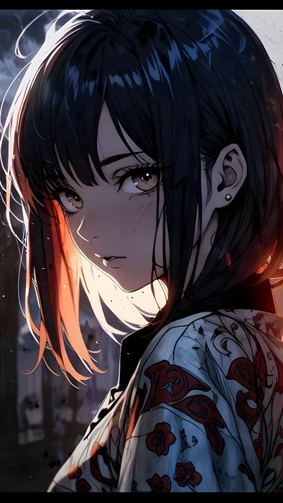 Anime beautifull girl with black hair ai