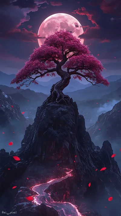 Moonlit Bloom Above the Silent Peaks ππΈβ¨