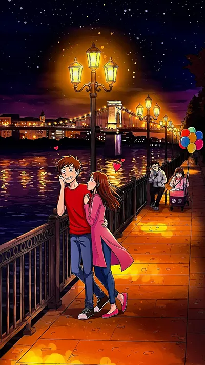 Couple chaos moments side of river