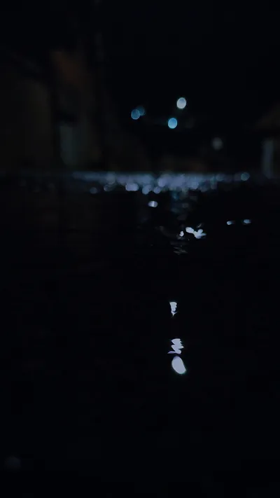 Abstract Night Reflections on Wet Pavement