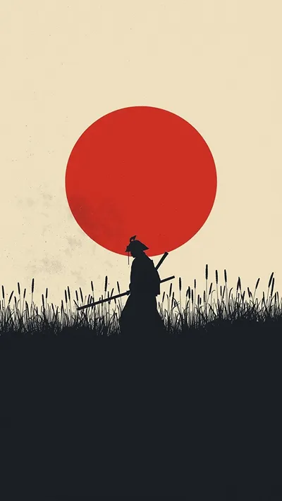 Minimalist japanese samurai silhouette wallpaper