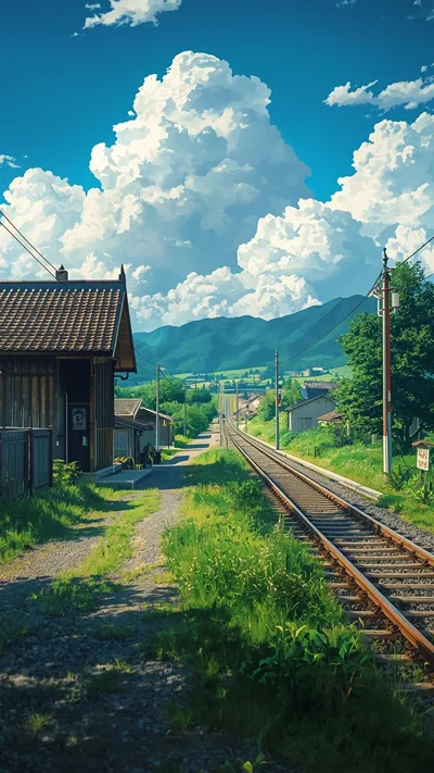 Calm Japanese countryside train station