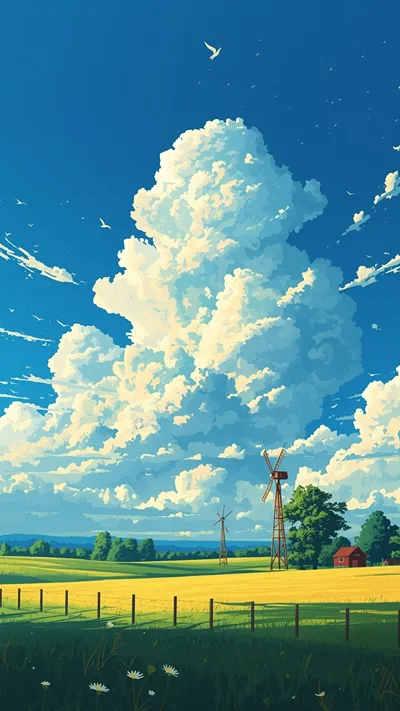 Bright Blue sky  American countryside atmosphere