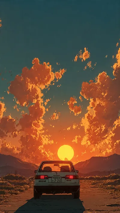 desert highway at golden hour