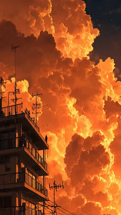 Anime Sunset Skyline Wallpapers