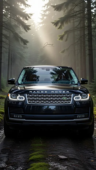 Range rover dark forest and sunset