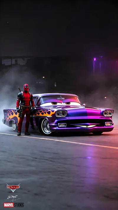 Cars & marvel heros wallpaper 4k