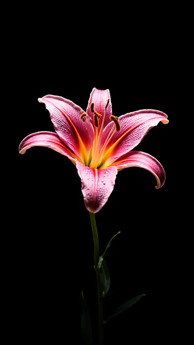 A Single Bloom Rising Gently Against the Infinite Black