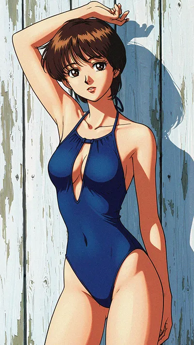 Retro Anime Swimsuit Beauty